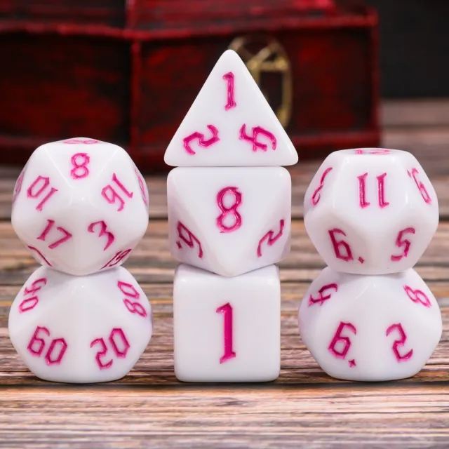 White Opaque (Purple font) Dice